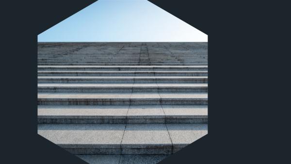 Photo of stone steps inside a hexagon